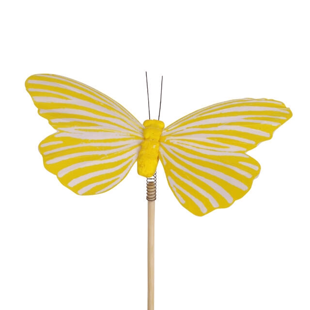 Pick butterfly Spring 7x11cm + 50cm stick yellow