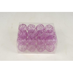 METAL WIRE BALL 4CM 24pcs LILAC