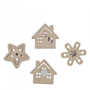Christmas Sticker Christm.wood 2.5cm x48 ass.