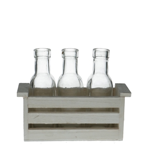 Glas Kist+3fles d03/5*15cm