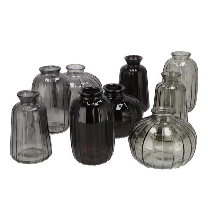 <h4>Dayah Shade Of Grey Glass Bottle S/3 7x11cm Nm</h4>