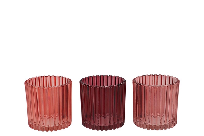 <h4>Roman Red Mix Glass Candle Holder Ass 9x9x9cm</h4>