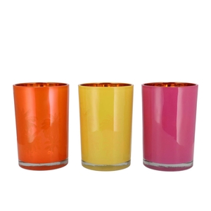 Hilly Dutch Orange Mix T-light Glass Ass 12x18cm Nm