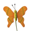 Pick Butterfly flying wood 5x6cm+20cm stick orange