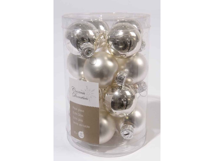KERSTBAL GLASS 35MM SILVER 16PCS
