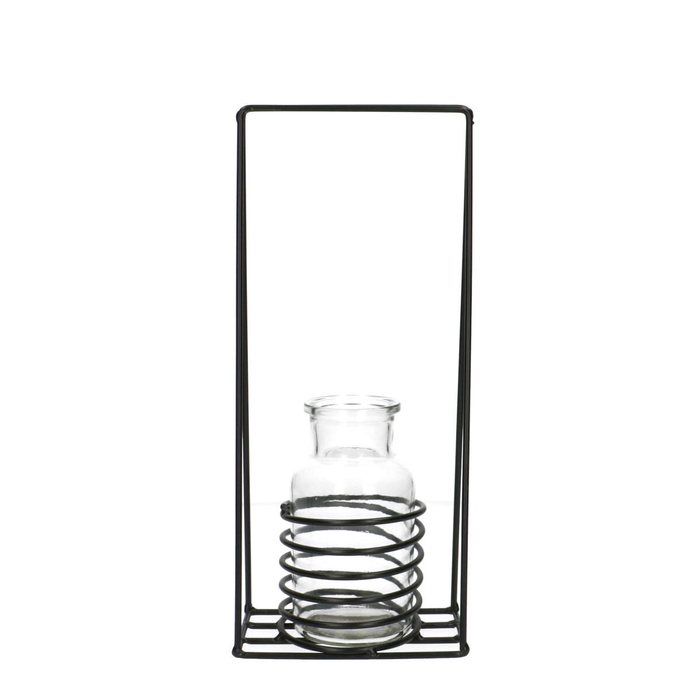 <h4>Glas Fles Houder+1fles metal d5/7*12cm</h4>