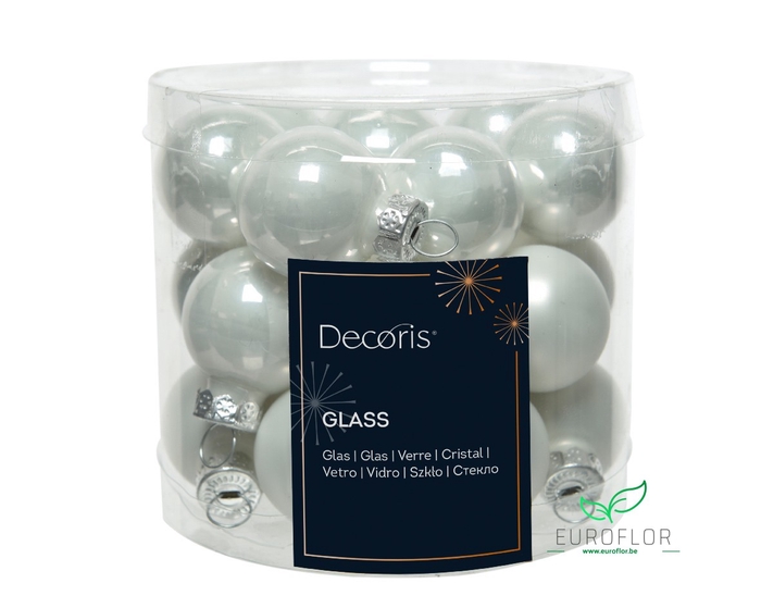 KERSTBAL GLASS 25MM 24PCS WINTERWIT