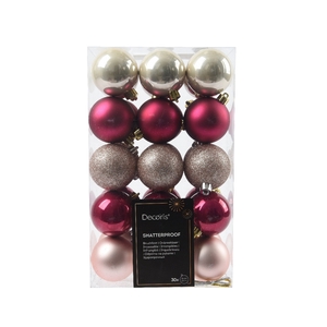 Christmas bauble Ball plastic  60mm x30 ass