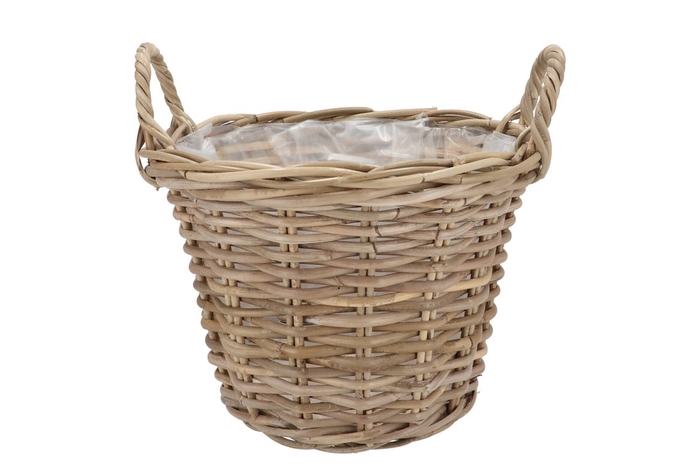 Rattan Kuboo Planter With Handle Round 35x25cm
