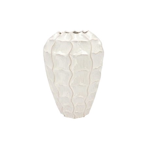 Lima White Vase Long Carve 31x31x44cm