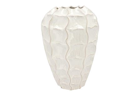 <h4>Lima White Vase Long Carve 31x31x44cm</h4>