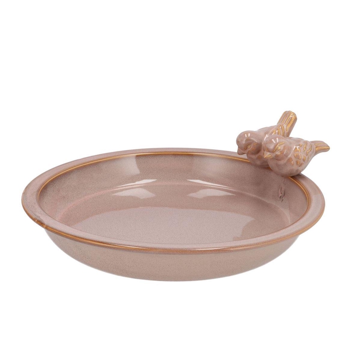 <h4>Iron Stone Bird Bowl Glazed Old Pink 33x5cm Nm</h4>