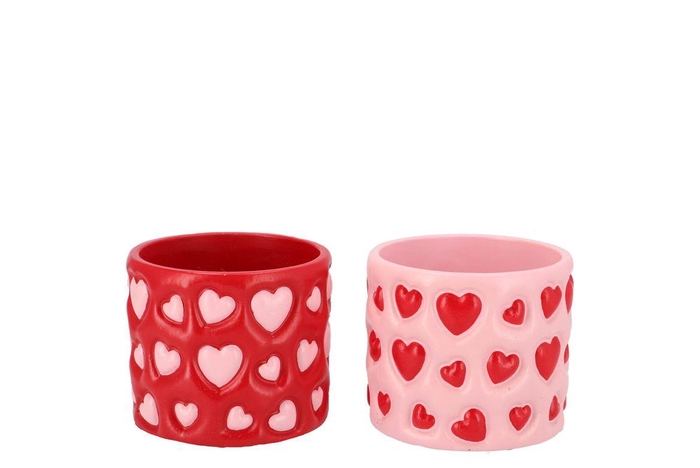 <h4>Juul Red Pink Pot Hearts Ass 13x13x11cm</h4>