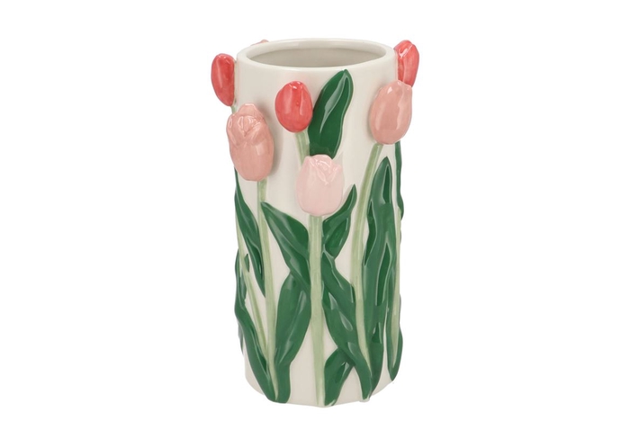 <h4>Isa Summer Pink Mix Vase Cilinder Tulip 14x14x23cm</h4>