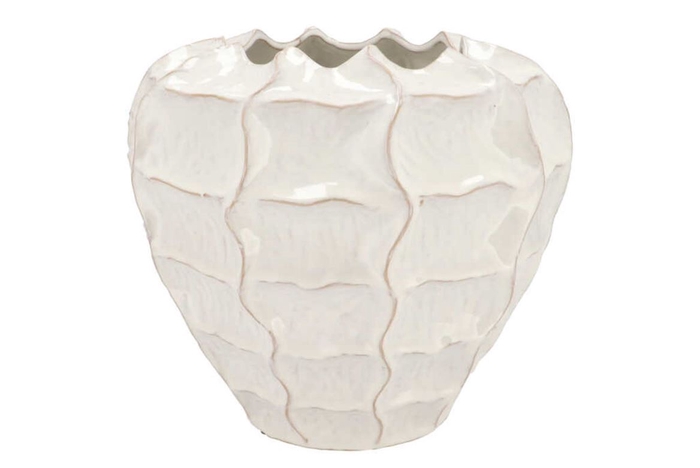 <h4>Lima White Vase Carve 36x36x33cm</h4>