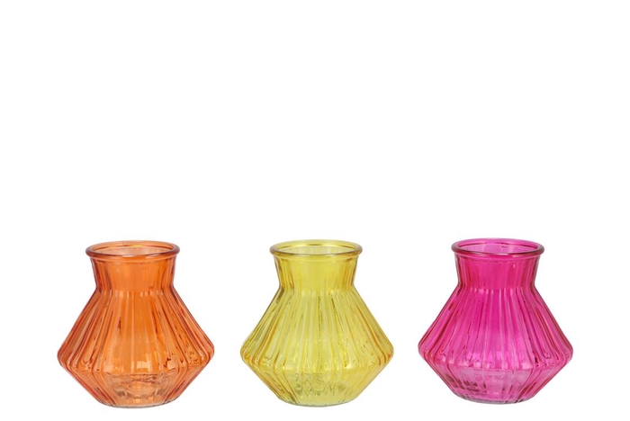 <h4>Roman Orange Mix Diamond Glass Vase Ass 14x14cm</h4>