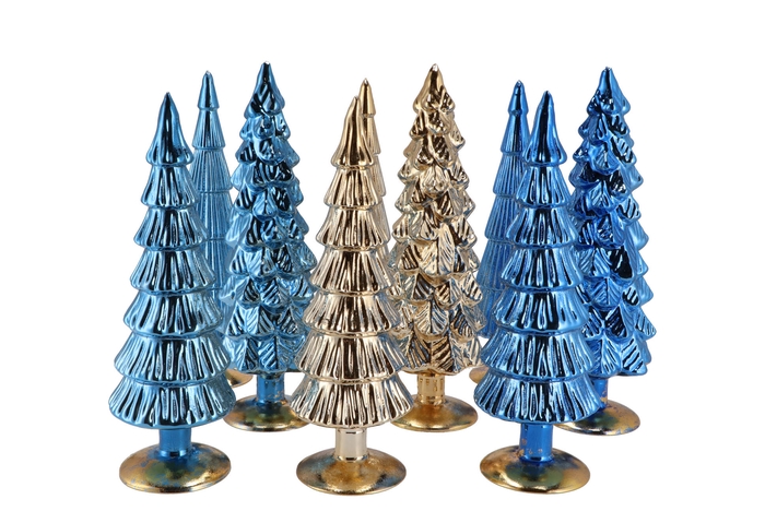 Twinkle Blue Glass Tree Metallic Ass 9x30cm