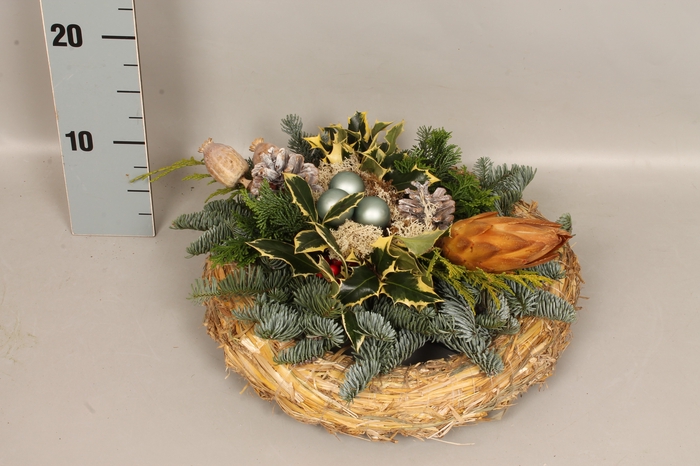 Natuur stro krans White