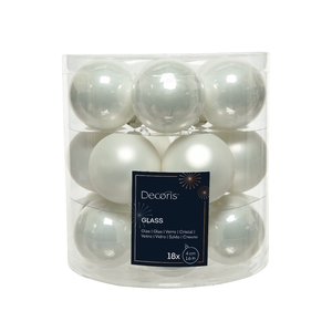 KERSTBAL GLASS 40MM 18PCS WINTERWHITE