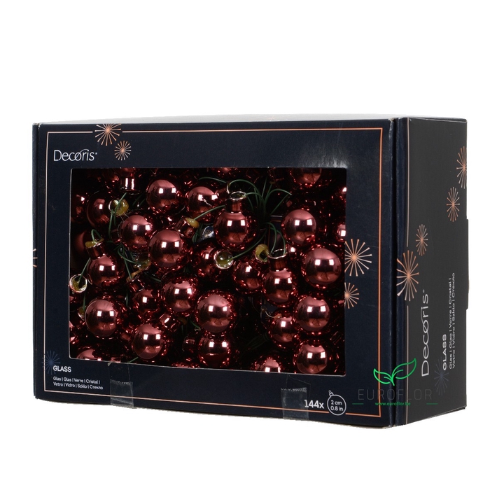 <h4>KERSTBAL GLASS 20MM ON WIRE 144PCS MAROON</h4>