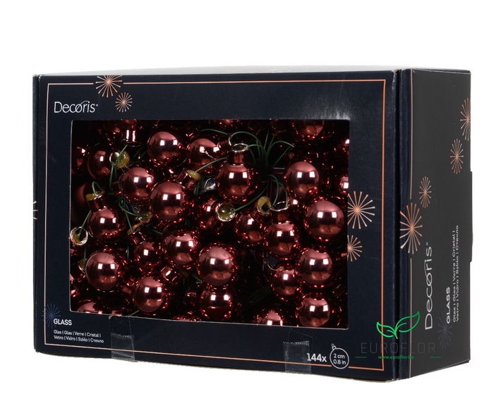 KERSTBAL GLASS 20MM ON WIRE 144PCS MAROON