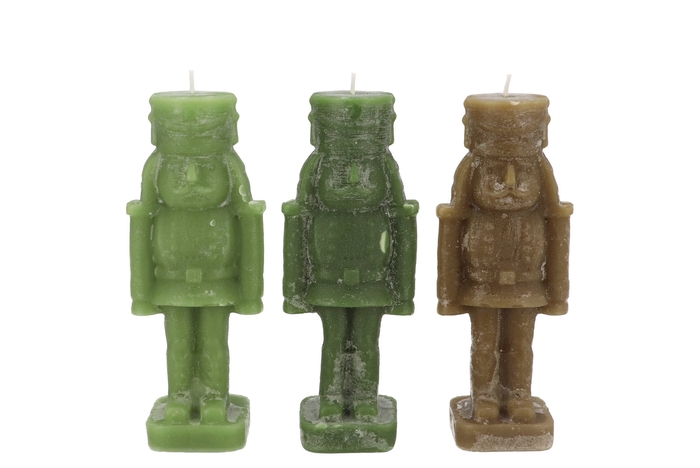 Frosty Nutcracker Green Mix Candle 6x6x16cm