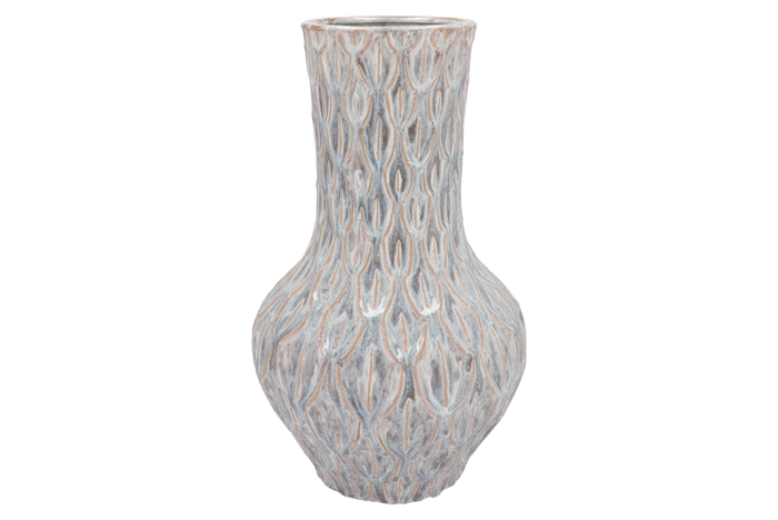 Inga Boa Grey Vase Neck Active Glaze 28x28x46cm Nm