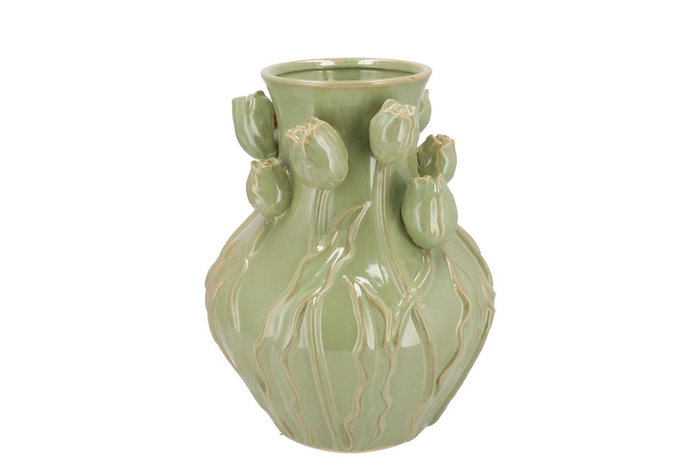 <h4>Mara Pistache Vase Neck Tulip 28x28x35cm Nm</h4>