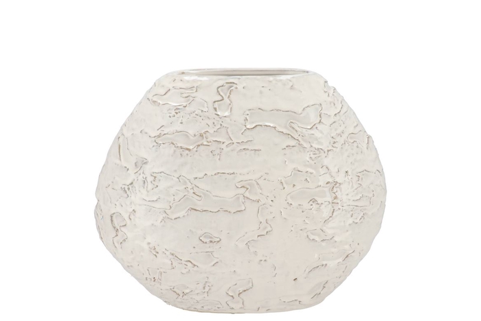 <h4>Mika Nordic White Vase Oval Structure 12x28x22cm</h4>