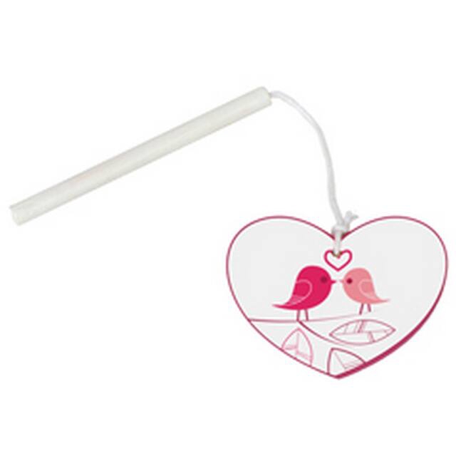 <h4>Hanger hart vogels hout 4.5x5.5cm+ stok wit</h4>