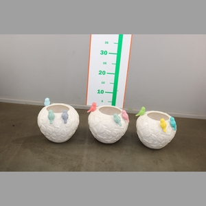 STONE POT+VOGEL 14 CM