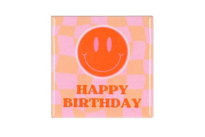 <h4>Tile Birthday Pink/orange 10x10x1cm</h4>