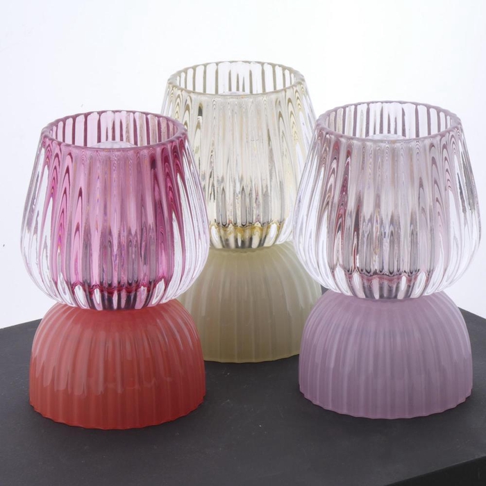 <h4>Lamp Glass Ø9x13cm Ass/3 (Batt</h4>