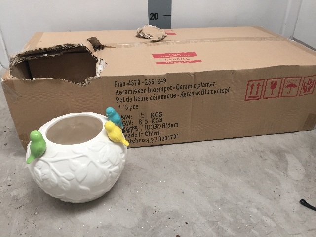 STONE POT+VOGEL 14 CM