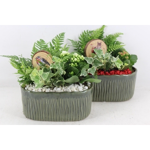 arr2 PL - Ker. glazed green ovaal - rood/wit