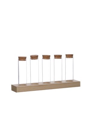 WOOD HOLDER 5 TUBES WITH CORK H10 D3