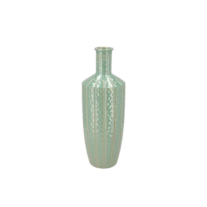 <h4>Sifan Aqua Green Vase Long 15x15x41cm Nm</h4>