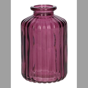 DF02-666631900 - Bottle Caro lines d3.5/6.2xh10 aubergine transparent