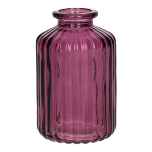 DF02-666631900 - Bottle Caro lines d3.5/6.2xh10 aubergine transparent