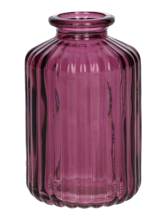 <h4>DF02-666631900 - Bottle Caro lines d3.5/6.2xh10 aubergine transparent</h4>