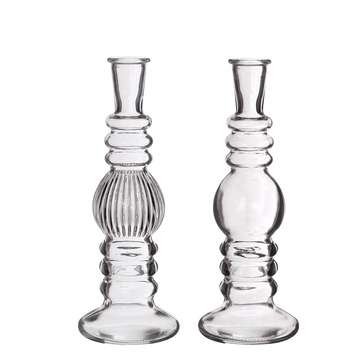 Glass candle vase d08 23cm ass