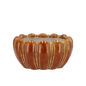 Inga Brown Pot Oval Active Glaze 26x17x13cm