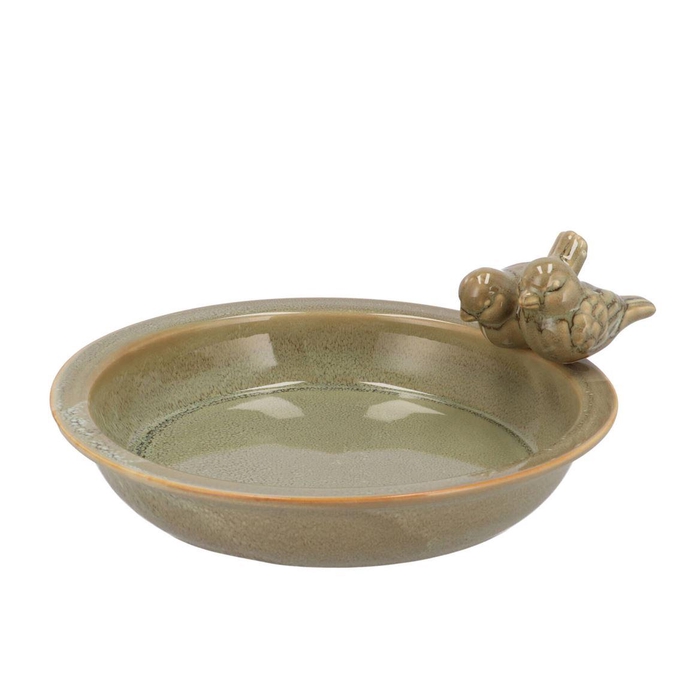 <h4>Iron Stone Bird Bowl Glazed Sand 33x5cm Nm</h4>