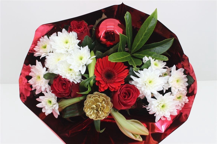 <h4>Boeket 3 Roos 3 Germini Kerst Rood</h4>