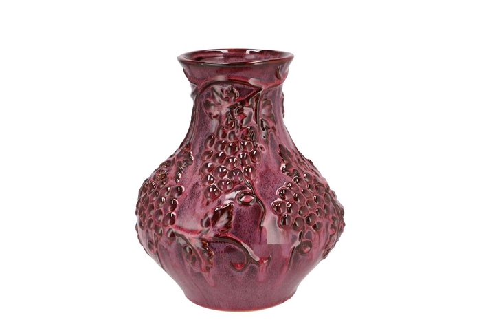 <h4>Inga Grape Purple Vase Active Glaze 24x24x27cm</h4>