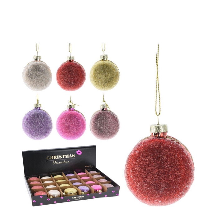 <h4>Kerstbal Macaron 6cm ass.</h4>