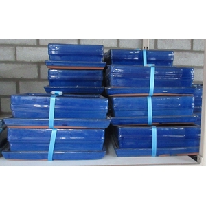 Bonsai pot rectangle glazed blue, with plate ( 24,5x19x9)