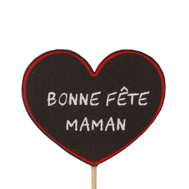 <h4>Bonne Fête Maman wood 5,5x7cm+12cm stick red 24pce/bag</h4>