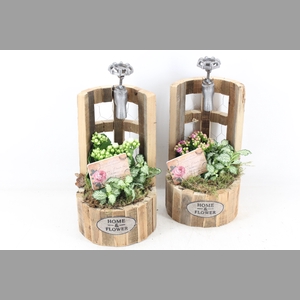 arr2 TD - Hout waterput bruin - roze/wit