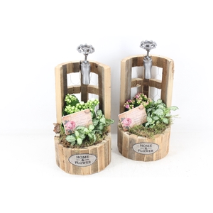 arr2 TD - Hout waterput bruin - roze/wit